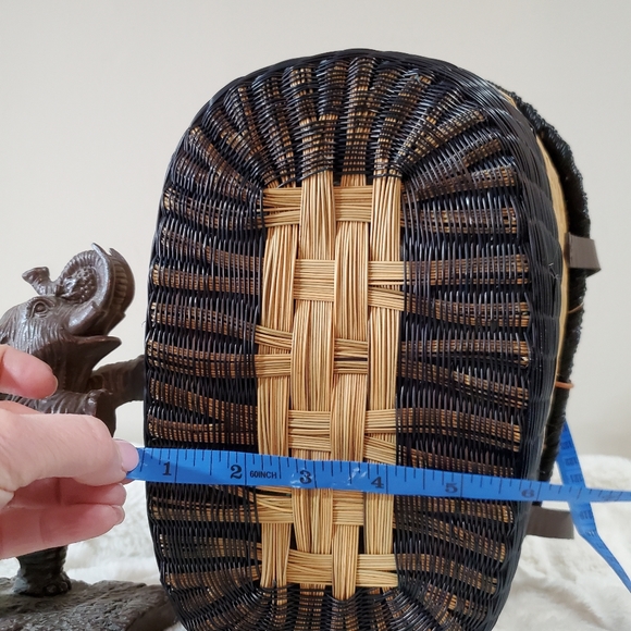 SOPHIE ANDERSON STRAW PURSE HANDBAG BLACK TAN BROWN LEATHER 2 STRAPS NWOT MEDIUM - Picture 11 of 14